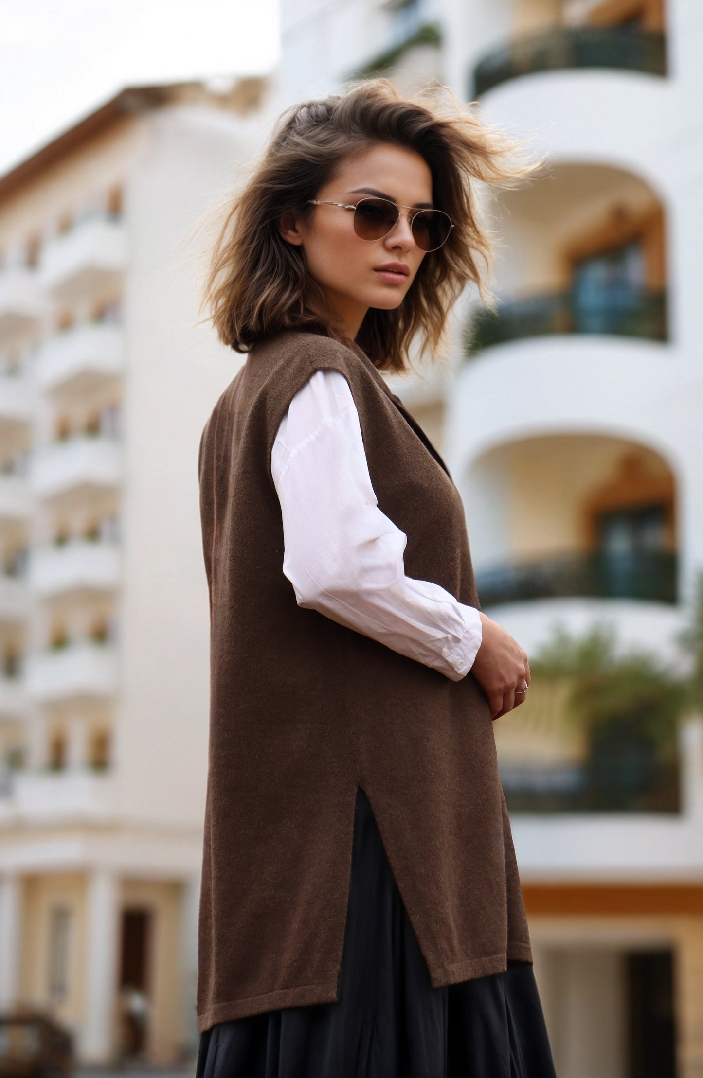 Chaleco oversize con cuello en V