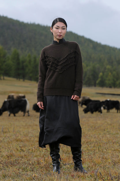 Pure Natural Yak Wool Fringed Pullover Jumper