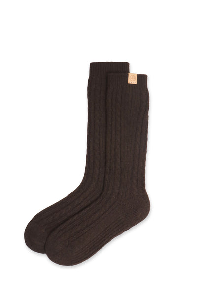 Yak Wool Cable Knitted Knee High Socks