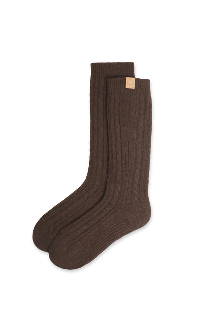 Yak Wool Cable Knitted Knee High Socks