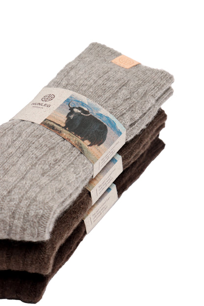 Yak Wool Cable Knitted Knee High Socks