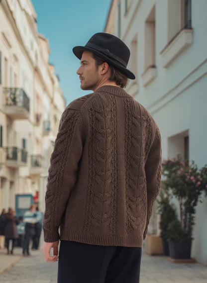 Natürlicher Cardigan-Pullover aus 100 % Yakwolle