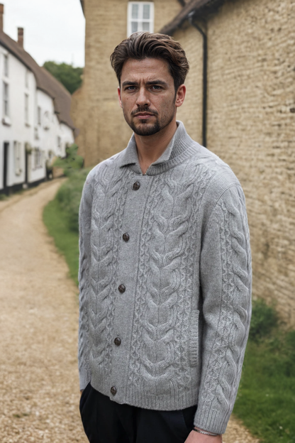 Natürlicher Cardigan-Pullover aus 100 % Yakwolle