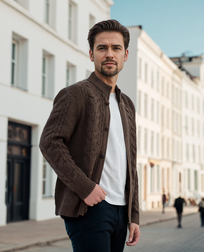 Natürlicher Cardigan-Pullover aus 100 % Yakwolle